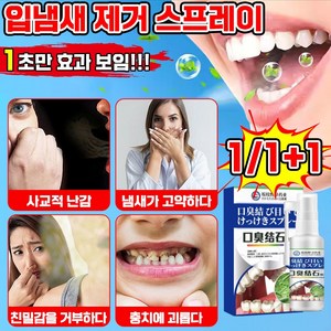 [빠른배송] 1/1+1 일본 기술 입냄새 제거 구강청결제 구강 스프레이 셀프 치석 제거기 제거제 스케일링 치아관리 휴대용 포장 증정, 1개, 30ml