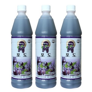 청솔 포도 음료베이스 / 과일원액, 3개, 835ml