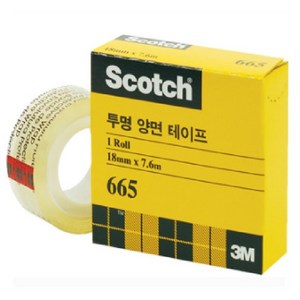 스카치 투명 양면 테이프 665 리필 18mm x 7.6m, 2개