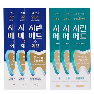 시린메드 검케어민트 치약 100g x 3개 + 시린메드F 시린이치약 100g x 3개, 1세트