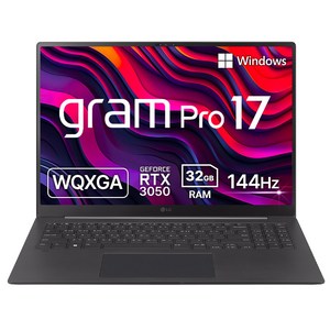 LG전자 2024 그램 Pro 17 코어Ultra7 지포스 RTX 3050, 옵시디안 블랙, 512GB, 32GB, WIN11 Home, 17Z90SP-ED7BK