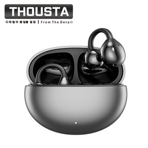 THOUSTA 고음질 HiFi 노이즈캔슬링 오픈형 블루투스 V5.4 이어폰 귀걸이형, 실버