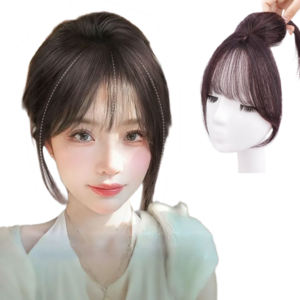 코지웨이브 얼굴 작아보이는 시스루뱅 앞머리 가발, 1개, 다크브라운