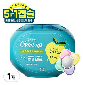 [옵티머스리빙] 클린업 5in1 10배 고농축 캡슐세탁세제 섬유유연제 겸용 아로마 플라워향, 1개, 40개입