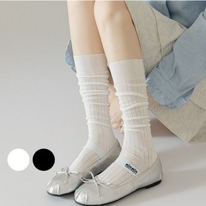 바디랜드 베이직 시스루 골지 니삭스 2P
