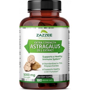 Zazzee 재지 텔로미어 텔로머라제 황기 추출물 Astragalus 5000mg 180캡슐, 1개, 기본, 180정