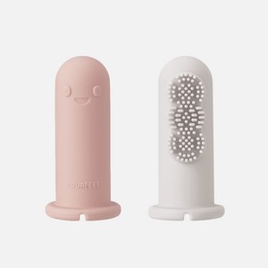 [다이노 손가락 칫솔] _ 손가락칫솔/ 신생아칫솔 / 유아칫솔 / 출산선물 / 실리콘칫솔, 베이지+그레이, 1개, 1세트