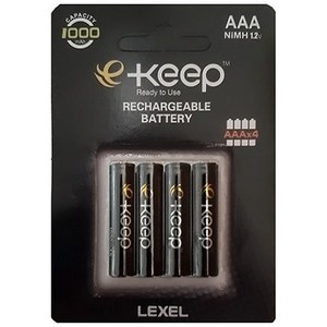 EKeep AAA 고용량 충전지 1000mAh, 4개입, 1개