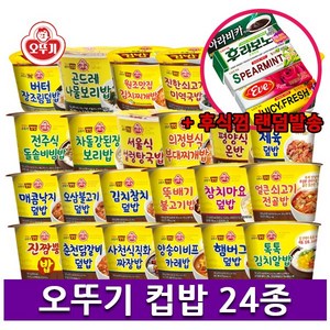 오뚜기 컵밥 24종 세트 + 후식 롯데껌 1곽, 1개, 311g