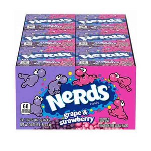 Nerds Grape & Strawberry Candy 미국 너드 그레이프 스트로베리 포도 딸기맛 캔디 46.7g 24개입 1팩, 24개