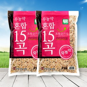 초록숟가락 무농약 혼합15곡 3kg2 6kg 국내산 친환경, 3kg, 2개