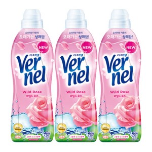 버넬 고농축 섬유유연제 와일드 로즈 본품, 900ml, 3개