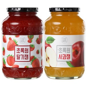 초록원 딸기잼1kg +사과잼1kg (쨈 토스트 시럽), 1kg, 2개