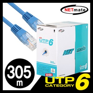 강원전자 넷메이트 CAT.6 UTP 305m 랜케이블 blue (단선 BOX) NMC-UTP26T, 1개