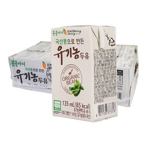 콩콩아이 국산콩으로 만든 유기농두유 어린이두유 콩콩이두유 non-GMO 아기두유 135ml X 24팩, 24개