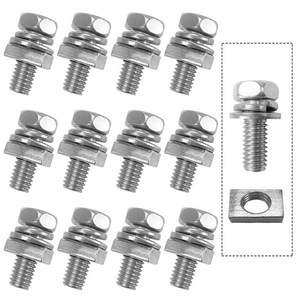 12세트 오토바이 배터리 볼트 및 너트 오토바이 배터리 단자 나사 및 너트 스쿠터 자전거 DIY 프로젝트용 리스 오토바이 배터리 단자 너트 및 볼트 키트(M6X16mm), 12개