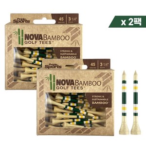 [프라이드 스포츠 정품 노바 밤부 골프티 2팩묶음] 대나무 골프티 우드티 나무티 골프티꽂이, 45개, 그린