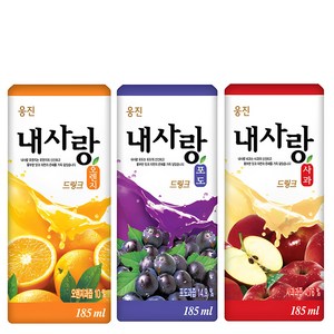 마셔몰 내사랑 드링크팩음료 185ml 사과(24팩)+포도(24팩)+오렌지(24팩) (총72팩), 72개