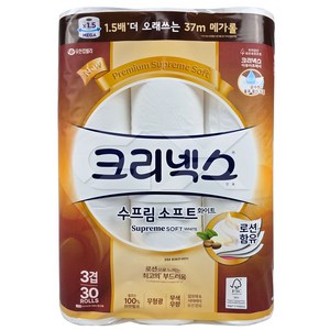 크리넥스 수프림 소프트 화장지 3겹 37M X 30롤 휴지, 30개입, 1개