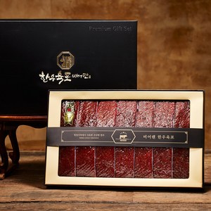 한우 1+ 육포선물세트, 600g, 1세트, 블랙 쇼핑백