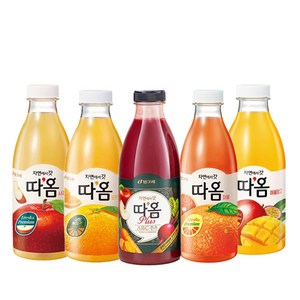 빙그레 따옴주스 730ml 사과1+오렌지1+ABC주스1+자몽1+애플망고/5가지맛/무배, 1세트