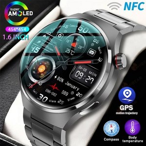 스마트 측정 시계 워치 손목 체크기 화웨이 GT4 프로 GPS NFC 남성용 360360 AMOLED 화면 심박수 블루투스 통화 IP68 방수 남자 스마트워치 20, NFC Watch GT4 Po, Bown leathe belt, 1개