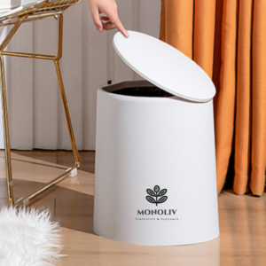 [1+1 특별구성] MONOLIV 심플 원터치 라운드 다용도 휴지통 12L + 8L 세트, 펄화이트