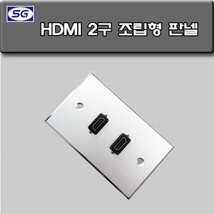 신길전자 벽부판넬 알루미늄 플레이트 70 X 115 HDMI 2구 커넥터타입(일자) 조립완제품, HDMI 2구 판넬 조립형 커넥터  월 플레이트, 1개