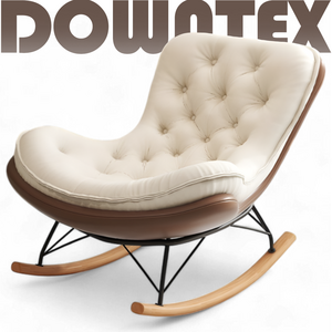 [다운+라텍스] DownTex 흔들의자 스윙 릴렉스체어 안락의자 수유 대형 무중력 1인용 쇼파, 1세트, 브라운 아이보리