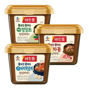 해찬들 그대로 끓여먹는 된장찌개 450g (바지락과꽃게+차돌+청양초), 3개