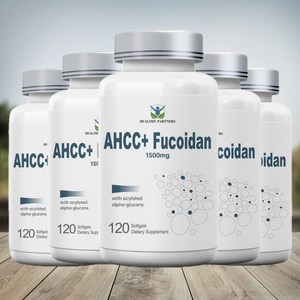 헬시파트너 AHCC 후코이단 1500mg 베타글루칸 표고버섯 균사체 알파글루칸 미역귀 무관세, 5개, 120정