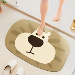 [늘봄] 빨아쓰는 욕실 규조토 발매트 귀여운 동물 캐릭터 4종 화장실 욕실 판매량 1위, 77.라이언, 1개