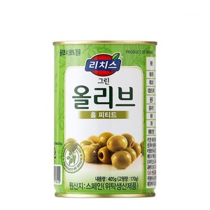 동서 스파게티 피자 파스타 감칠맛 대용량 리치스 그린올리브 홀 피티드 405g 405g, 3개