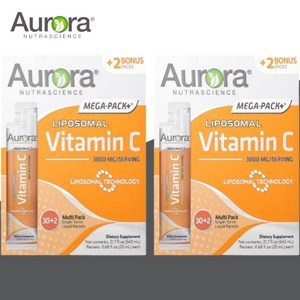 Auoa Mega Pack Liposomal Vitamin C 3000mg 32팩 2개, 640ml