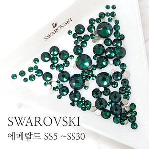 티파니네일 SWAROVSKI 평스톤 에메랄드 SS5~SS30, 50개, SS20