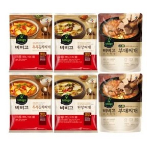 비비고 찌개 3종 6개 (두부김치 x2개 된장찌개 x 2개 스팸부대찌개 x 2개), 1세트, 1.42kg