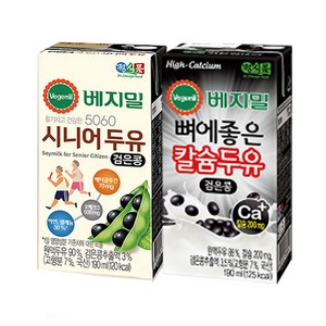 부모님 간편영양식 베지밀 (5060시니어 & 뼈에좋은 칼슘)혼합구성 검은콩두유 2종, 24개, 190ml