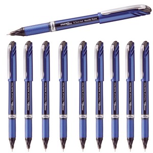 Pentel 에너겔 메탈팁 니들팁 볼펜 10개 세트, BLN25-A 니들팁 0.5mm 블랙 10개 세트