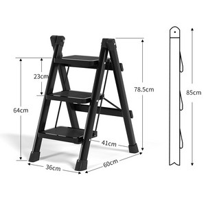 가정용 접이식 사다리 계단형 2단 3단 4단 5단 미니 발판 실내사다리, 블랙