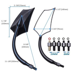 호환용 오토바이 블랙 사이드 미러 알루미늄 액세서리 할리 투어링 스트리트 글라이드 로드 킹 스포츠스터, 1개