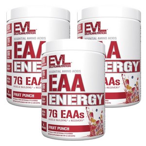 EVLUTIONNUTRITION EAA 에너지 필수아미노산 프루트 펀치 맛, 3개, 357g