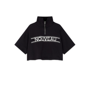 VOV(보브) 여성용 자수 레터링 하프 집업 티셔츠 7153240005