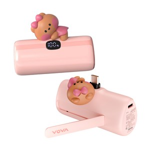 보바 라인프렌즈 미니니 고속충전 도킹형 보조배터리 4800mAh 20W, 핑크, VA-102(C타입)