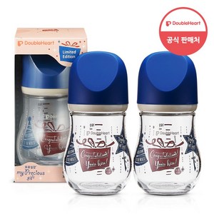 더블하트 모유실감 마이프레셔스 유리젖병 기프트 160ml(젖꼭지미포함), 2개, 160ml