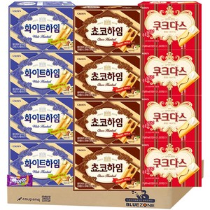 [블루존] 크라운 과자 3종 12개 세트 (쵸코하임4+화이트 하임4+쿠크다스4), 1개