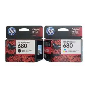 HP 잉크 2종 세트 HP680, 검정, 삼원색, 1세트