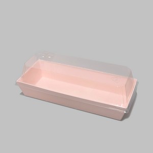 샌드위치 소세지빵 포장 용기 직사각 종이도시락 이중트레이 핑크 JP-26-2 100개, 1세트