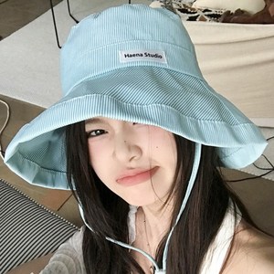 여성 스트라이프 버킷햇 벙거지 챙모자 봄 여름 넓은 챙 휴양지 여행 바캉스 보닛햇