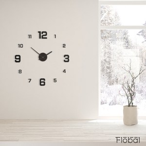 붙이는 DIY 인테리어 벽시계 무타공 무소음 DIY Interior Wall Clock, 소형, 블랙