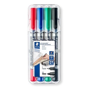 스테들러(STAEDTLER) 기름성 펜루모 칼라 듀오 트윈타입 0.6mm 1.5mm 4색세트 348 WP4